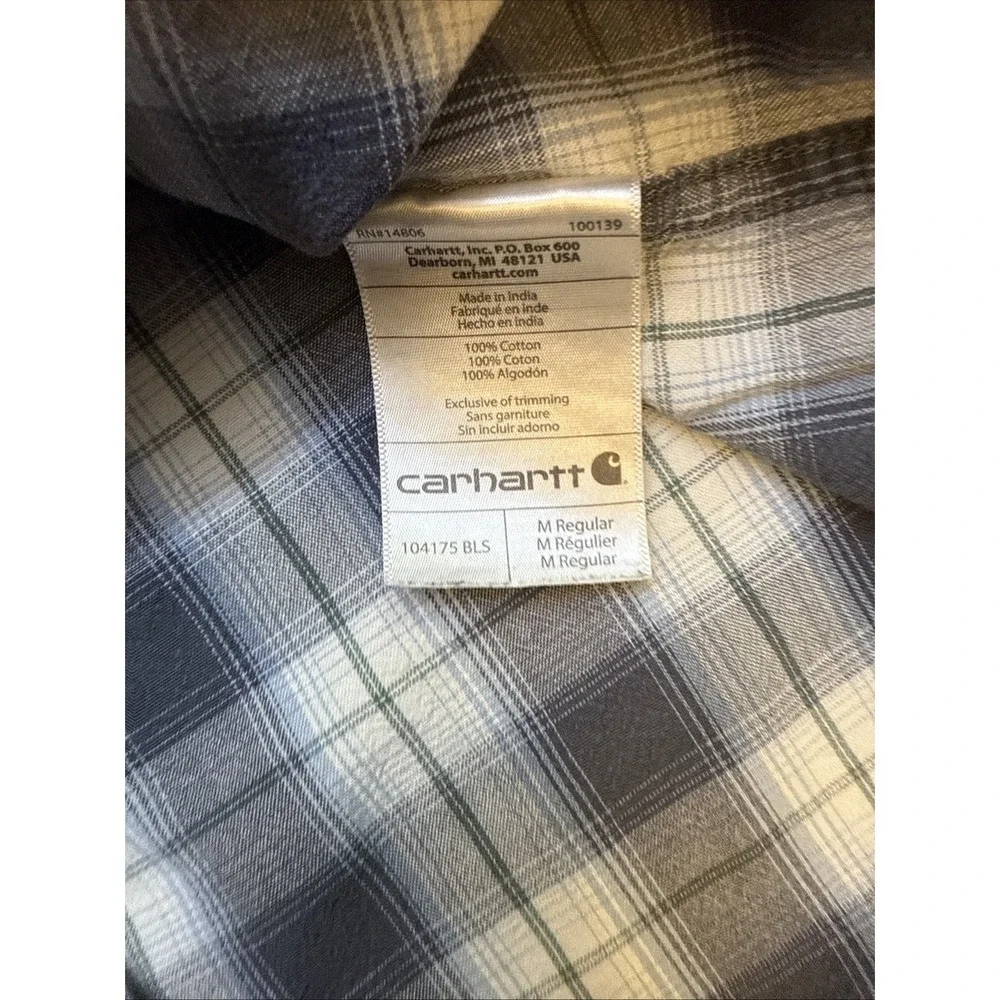 Carhartt 104175 Men's Original Fit Midweight Grayish Plaid Shirt Size Medium - Picture 4 of 5